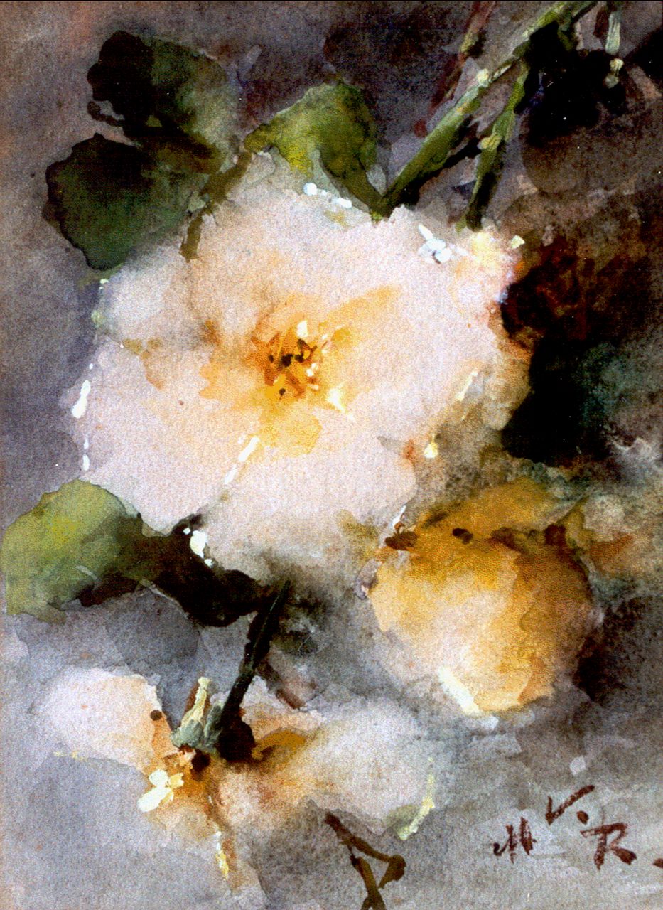 Roosenboom M.C.J.W.H. | 'Margaretha' Cornelia Johanna Wilhelmina Henriëtta Roosenboom, Gele rozen, aquarel op papier 24,5 x 18,0 cm, gesigneerd rechtsonder met initialen Roosenboom M.C.J.W.H. | 'Margaretha' Cornelia Johanna Wilhelmina Henriëtta Roosenboom, Gele rozen, aquarel op papier 24,5 x 18,0 cm, gesigneerd rechtsonder met initialen