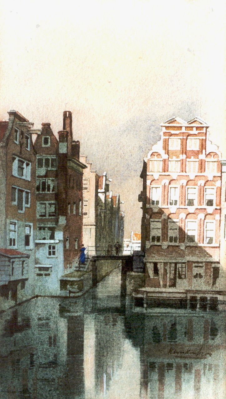 Klinkenberg J.C.K. | Johannes Christiaan Karel Klinkenberg, Amsterdams stadsgezicht, aquarel op papier 27,0 x 15,3 cm, gesigneerd rechtsonder Klinkenberg J.C.K. | Johannes Christiaan Karel Klinkenberg, Amsterdams stadsgezicht, aquarel op papier 27,0 x 15,3 cm, gesigneerd rechtsonder