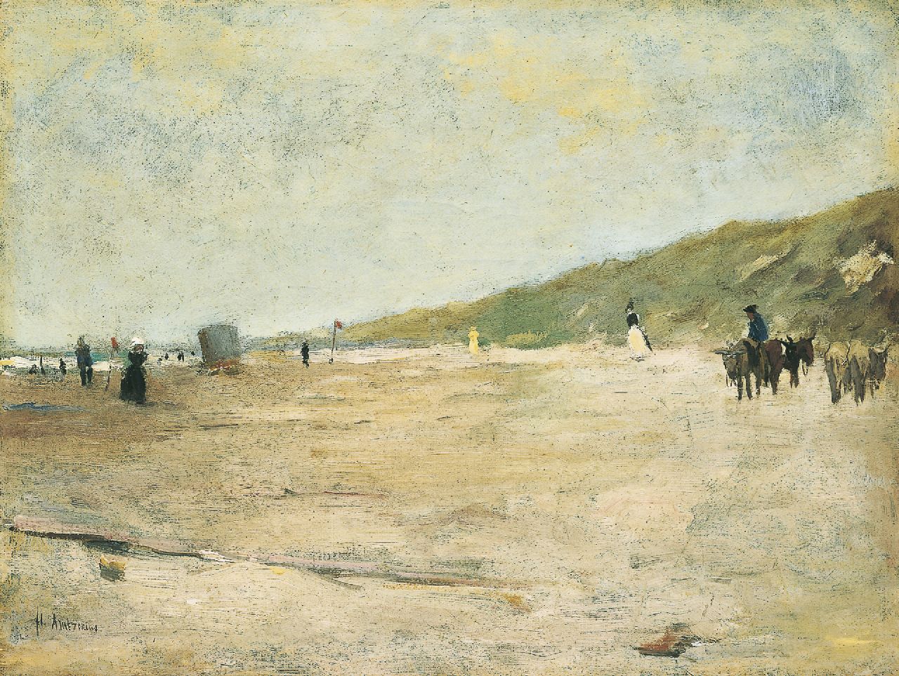 Arntzenius P.F.N.J. | Pieter Florentius Nicolaas Jacobus 'Floris' Arntzenius, Strandgezicht met ezeltjes, olieverf op doek 31,5 x 41,3 cm, gesigneerd linksonder Arntzenius P.F.N.J. | Pieter Florentius Nicolaas Jacobus 'Floris' Arntzenius, Strandgezicht met ezeltjes, olieverf op doek 31,5 x 41,3 cm, gesigneerd linksonder
