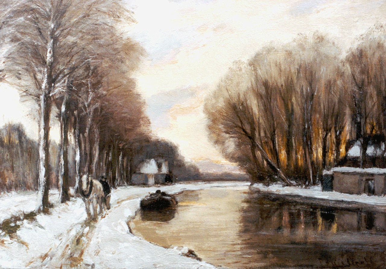 Apol L.F.H. | Lodewijk Franciscus Hendrik 'Louis' Apol, Jaagpad, olieverf op doek 35,3 x 50,4 cm, gesigneerd rechtsonder (2x) en te dateren 1930-1936 Apol L.F.H. | Lodewijk Franciscus Hendrik 'Louis' Apol, Jaagpad, olieverf op doek 35,3 x 50,4 cm, gesigneerd rechtsonder (2x) en te dateren 1930-1936