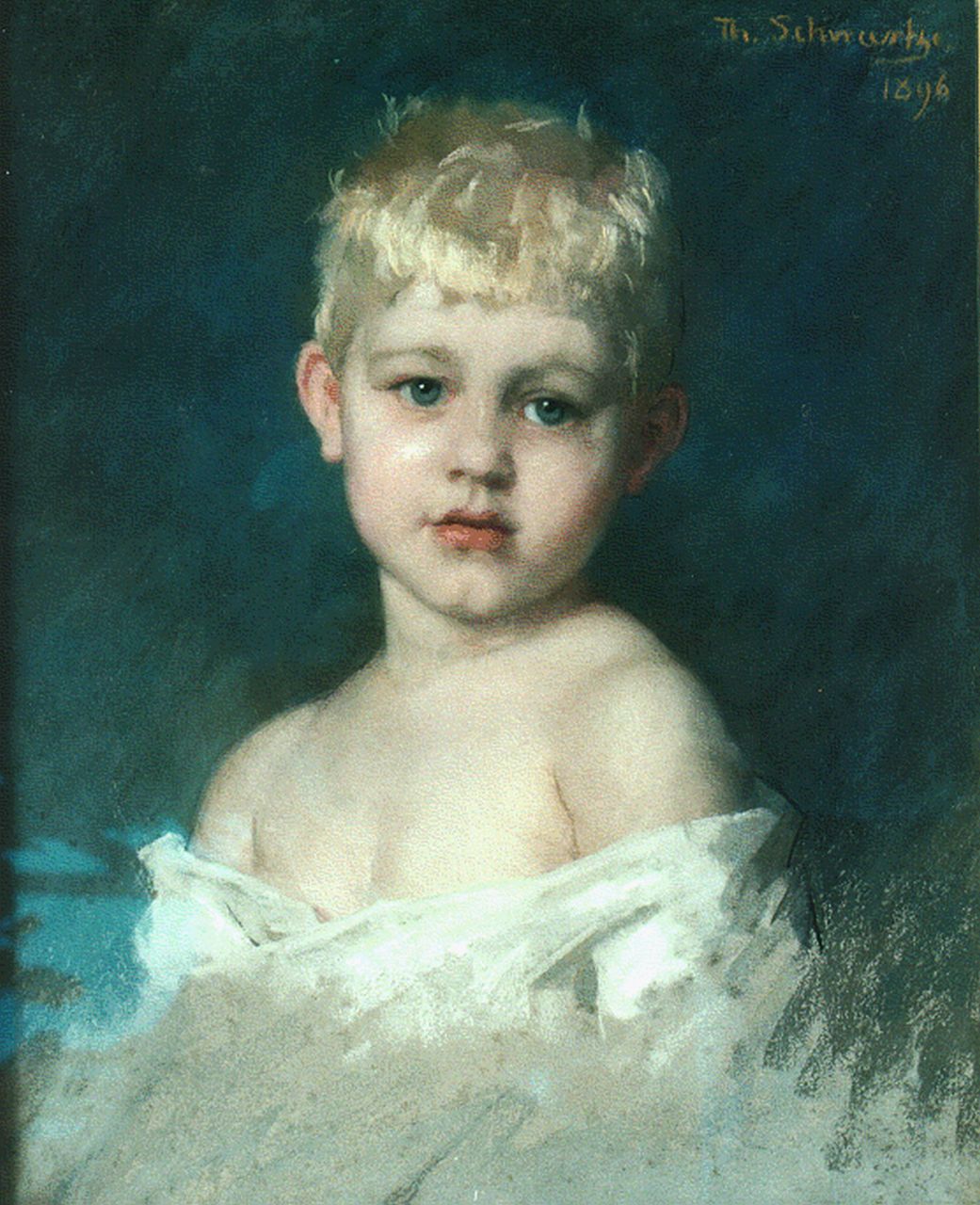 Schwartze T. | Thérèse Schwartze, Portret van een jongetje, pastel op papier 54,0 x 44,0 cm, gesigneerd rechtsboven en gedateerd 1896 Schwartze T. | Thérèse Schwartze, Portret van een jongetje, pastel op papier 54,0 x 44,0 cm, gesigneerd rechtsboven en gedateerd 1896
