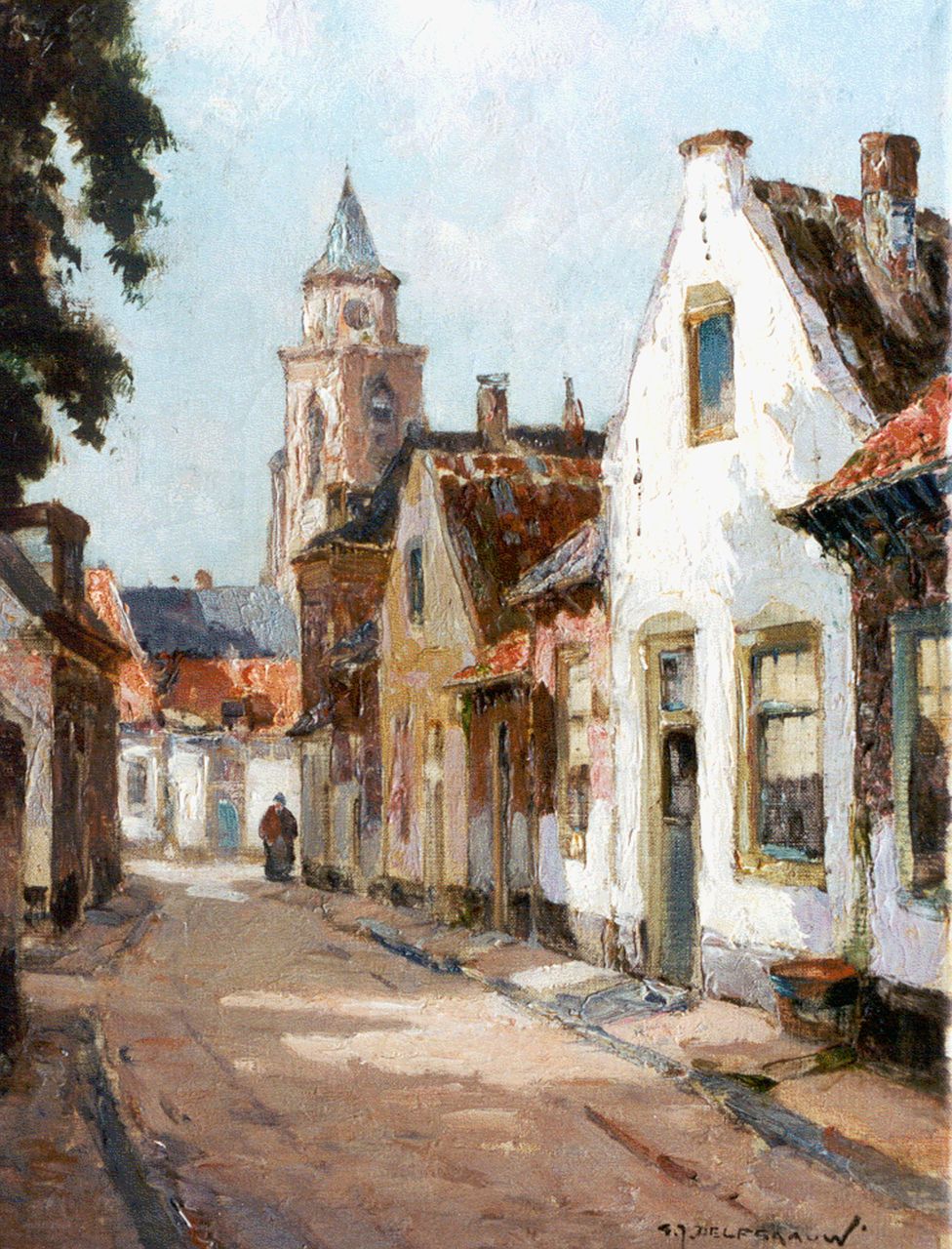 Delfgaauw G.J. | Gerardus Johannes 'Gerard' Delfgaauw, Zonnig dorpsstraatje, olieverf op doek 40,1 x 30,4 cm, gesigneerd rechtsonder Delfgaauw G.J. | Gerardus Johannes 'Gerard' Delfgaauw, Zonnig dorpsstraatje, olieverf op doek 40,1 x 30,4 cm, gesigneerd rechtsonder