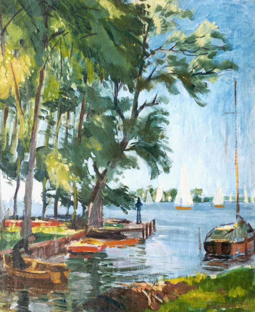 Baan J.L. van der | 'Jan' Lucas van der Baan, Zomer op het Paterswoldsemeer, olieverf op doek 59,8 x 49,8 cm, gesigneerd rechtsonder en gedateerd '39 Baan J.L. van der | 'Jan' Lucas van der Baan, Zomer op het Paterswoldsemeer, olieverf op doek 59,8 x 49,8 cm, gesigneerd rechtsonder en gedateerd '39