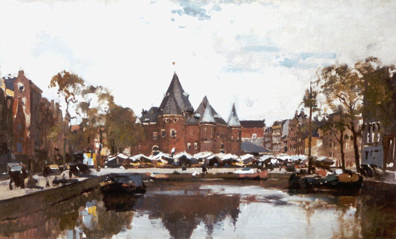 Vreedenburgh C. | Cornelis Vreedenburgh, Gezicht op de Nieuwmarkt, Amsterdam, olieverf op doek 45,7 x 74,6 cm Vreedenburgh C. | Cornelis Vreedenburgh, Gezicht op de Nieuwmarkt, Amsterdam, olieverf op doek 45,7 x 74,6 cm