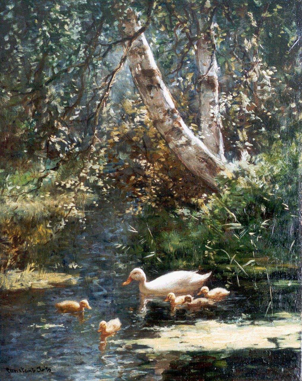 Artz C.D.L.  | 'Constant' David Ludovic Artz, Eendenfamilie, olieverf op paneel 50,0 x 40,0 cm, gesigneerd linksonder