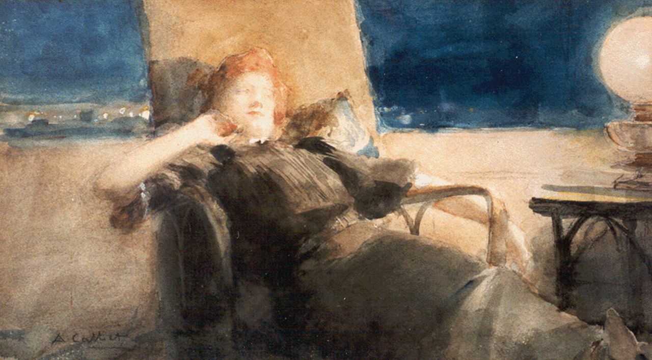 Calbet A. | Antoine Calbet, Avondmijmering, pastel en aquarel op papier 17,3 x 30,7 cm, gesigneerd linksonder Calbet A. | Antoine Calbet, Avondmijmering, pastel en aquarel op papier 17,3 x 30,7 cm, gesigneerd linksonder
