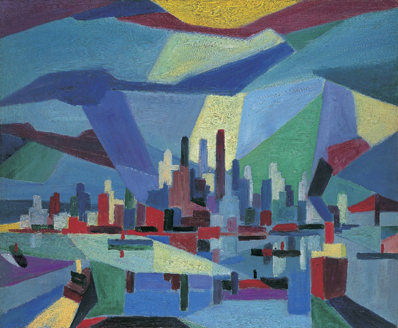 Lubbers A. | Adriaan Lubbers, South Ferry, olieverf op doek 59,5 x 72,6 cm, gesigneerd verso en verso gedateerd 1953 Lubbers A. | Adriaan Lubbers, South Ferry, olieverf op doek 59,5 x 72,6 cm, gesigneerd verso en verso gedateerd 1953