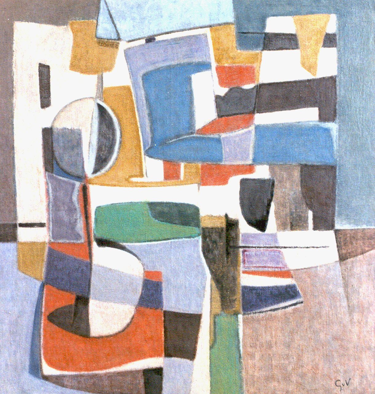 Velde G. van | Gerardus 'Geer' van Velde, Compositie, olieverf op doek 84,2 x 79,8 cm, gesigneerd rechtsonder met initialen en te dateren jaren '50
