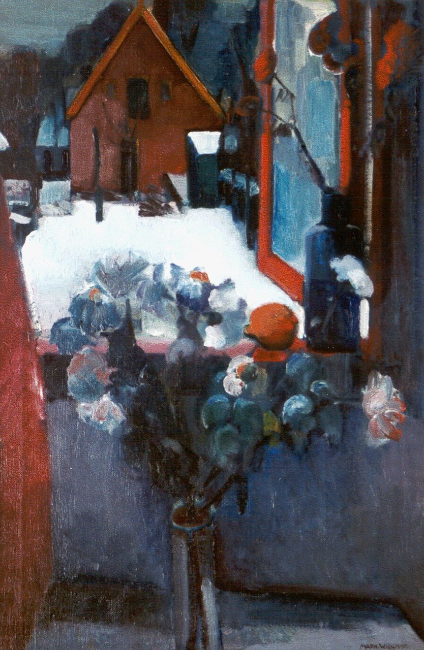 Wiegman M.J.M. | Mattheus Johannes Marie 'Matthieu' Wiegman, Bloemen voor een open raam, olieverf op doek 90,0 x 60,4 cm, gesigneerd rechtsonder Wiegman M.J.M. | Mattheus Johannes Marie 'Matthieu' Wiegman, Bloemen voor een open raam, olieverf op doek 90,0 x 60,4 cm, gesigneerd rechtsonder