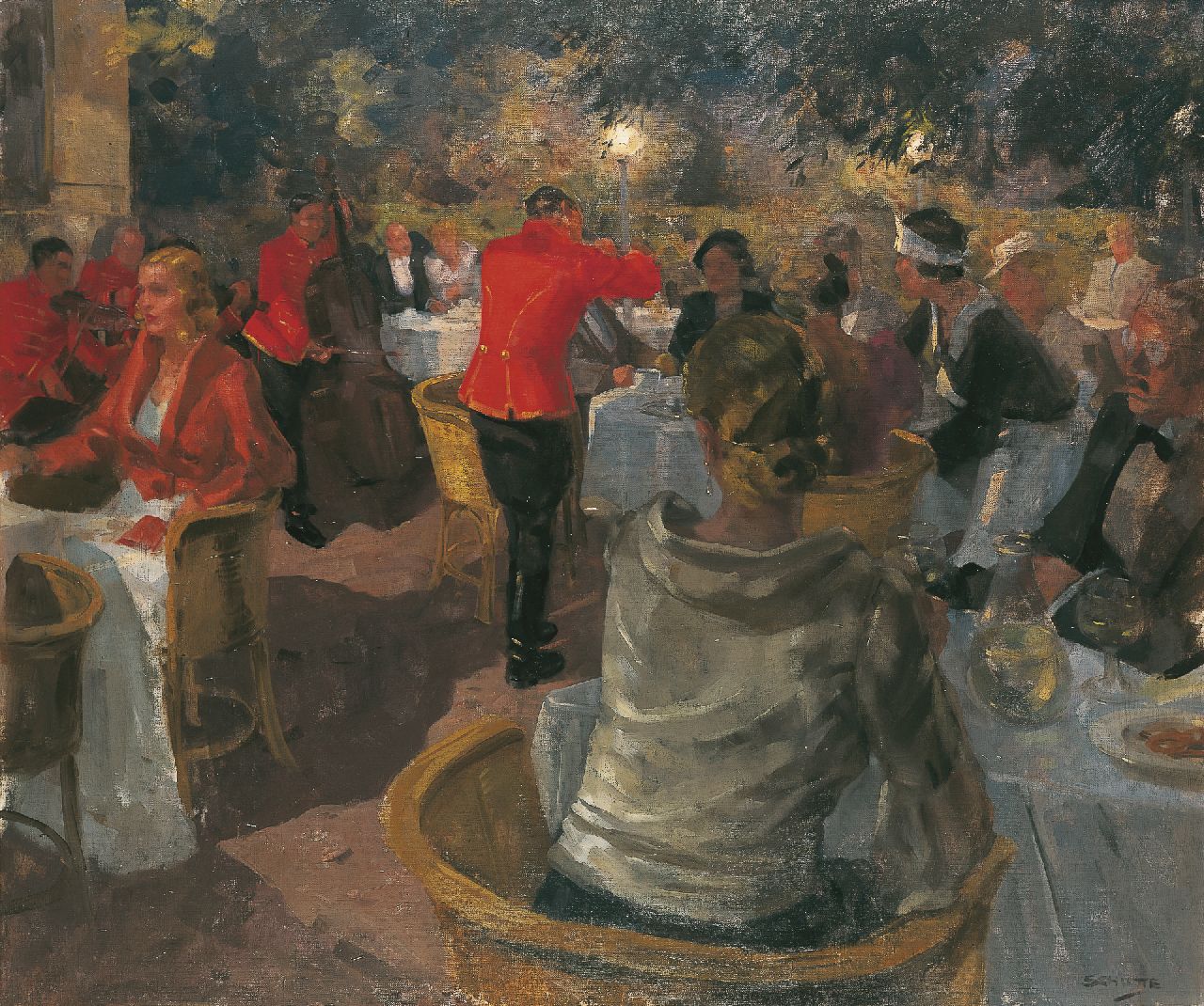 Schutte L.H.H. | 'Louis' Hermanus Hendrikus Schutte, Het terras van Café Mirabell in Salzburg, olieverf op doek 100,2 x 120,3 cm, gesigneerd rechtsonder Schutte L.H.H. | 'Louis' Hermanus Hendrikus Schutte, Het terras van Café Mirabell in Salzburg, olieverf op doek 100,2 x 120,3 cm, gesigneerd rechtsonder