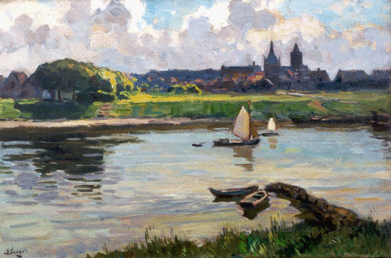 Viegers B.P. | Bernardus Petrus 'Ben' Viegers, Gezicht op Vianen, olieverf op doek 40,3 x 60,2 cm, gesigneerd linksonder + verso en verso gedateerd 1929 Viegers B.P. | Bernardus Petrus 'Ben' Viegers, Gezicht op Vianen, olieverf op doek 40,3 x 60,2 cm, gesigneerd linksonder + verso en verso gedateerd 1929