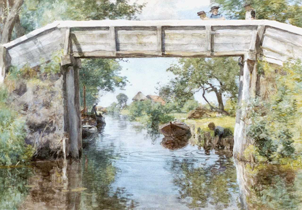Tholen W.B. | Willem Bastiaan Tholen, Bruggetje te Giethoorn, aquarel op papier 35,5 x 51,0 cm, gesigneerd linksonder Tholen W.B. | Willem Bastiaan Tholen, Bruggetje te Giethoorn, aquarel op papier 35,5 x 51,0 cm, gesigneerd linksonder