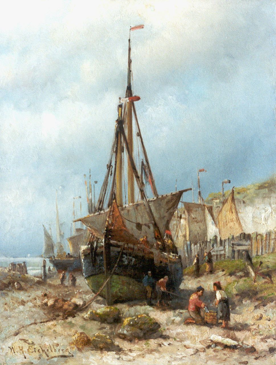 Eickelberg W.H.  | Willem Hendrik Eickelberg, Bretons strandgezicht, olieverf op paneel 35,1 x 26,7 cm, gesigneerd linksonder
