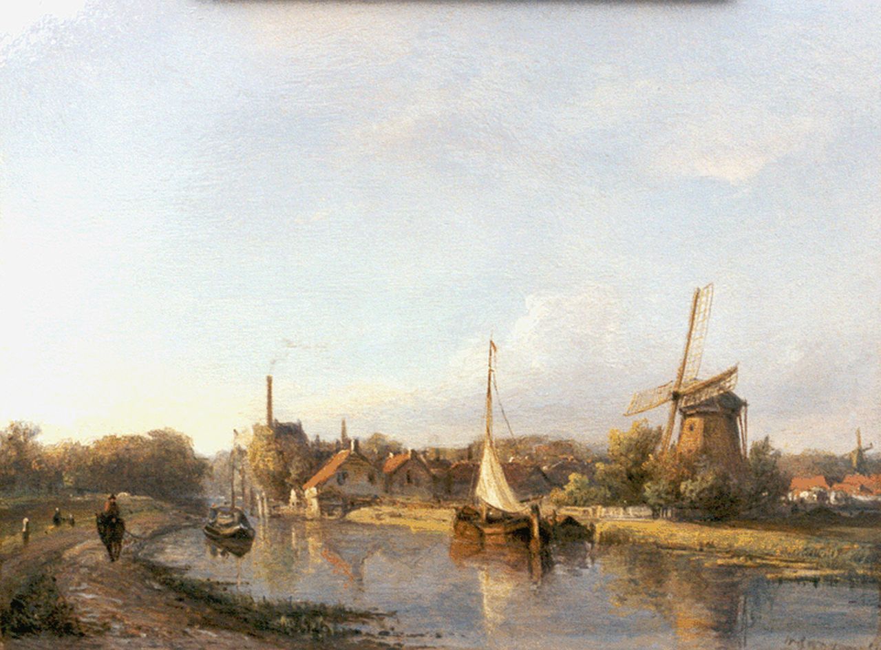 Wagner W.G. | Willem George Wagner, Zomerse vaart langs een dorpsrand, olieverf op paneel 20,4 x 26,2 cm, gesigneerd rechtsonder en gedateerd '32 Wagner W.G. | Willem George Wagner, Zomerse vaart langs een dorpsrand, olieverf op paneel 20,4 x 26,2 cm, gesigneerd rechtsonder en gedateerd '32
