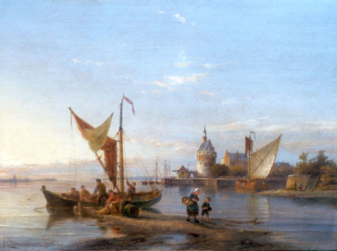 Dommershuijzen P.C. | Pieter Cornelis Dommershuijzen, Gezicht op de haven van Hoorn, olieverf op paneel 30,2 x 40,8 cm, gesigneerd linksonder en gedateerd 1908 Dommershuijzen P.C. | Pieter Cornelis Dommershuijzen, Gezicht op de haven van Hoorn, olieverf op paneel 30,2 x 40,8 cm, gesigneerd linksonder en gedateerd 1908