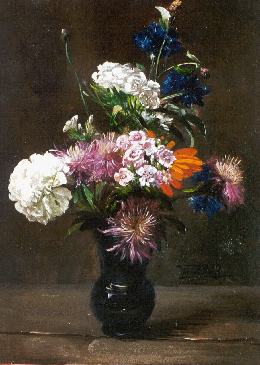 Roelofs jr. W.E. | Willem Elisa Roelofs jr., Bloemstilleven, olieverf op paneel 30,7 x 22,3 cm, gesigneerd rechtsonder Roelofs jr. W.E. | Willem Elisa Roelofs jr., Bloemstilleven, olieverf op paneel 30,7 x 22,3 cm, gesigneerd rechtsonder