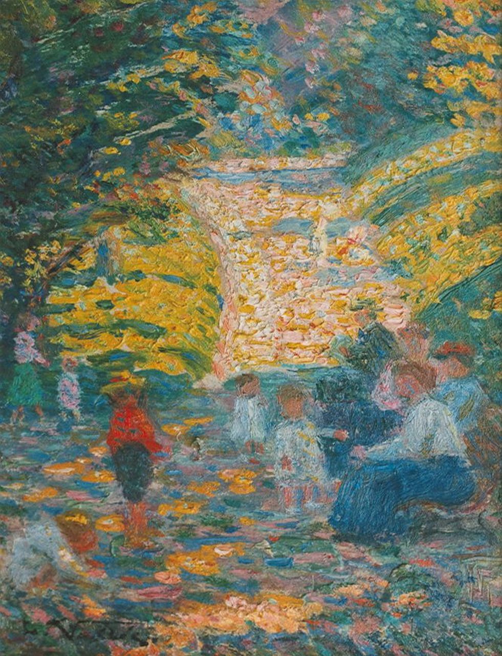 Vallée L. | Ludovic Vallée, In het park, olieverf op paneel 15,5 x 12,0 cm, gesigneerd linksonder Vallée L. | Ludovic Vallée, In het park, olieverf op paneel 15,5 x 12,0 cm, gesigneerd linksonder