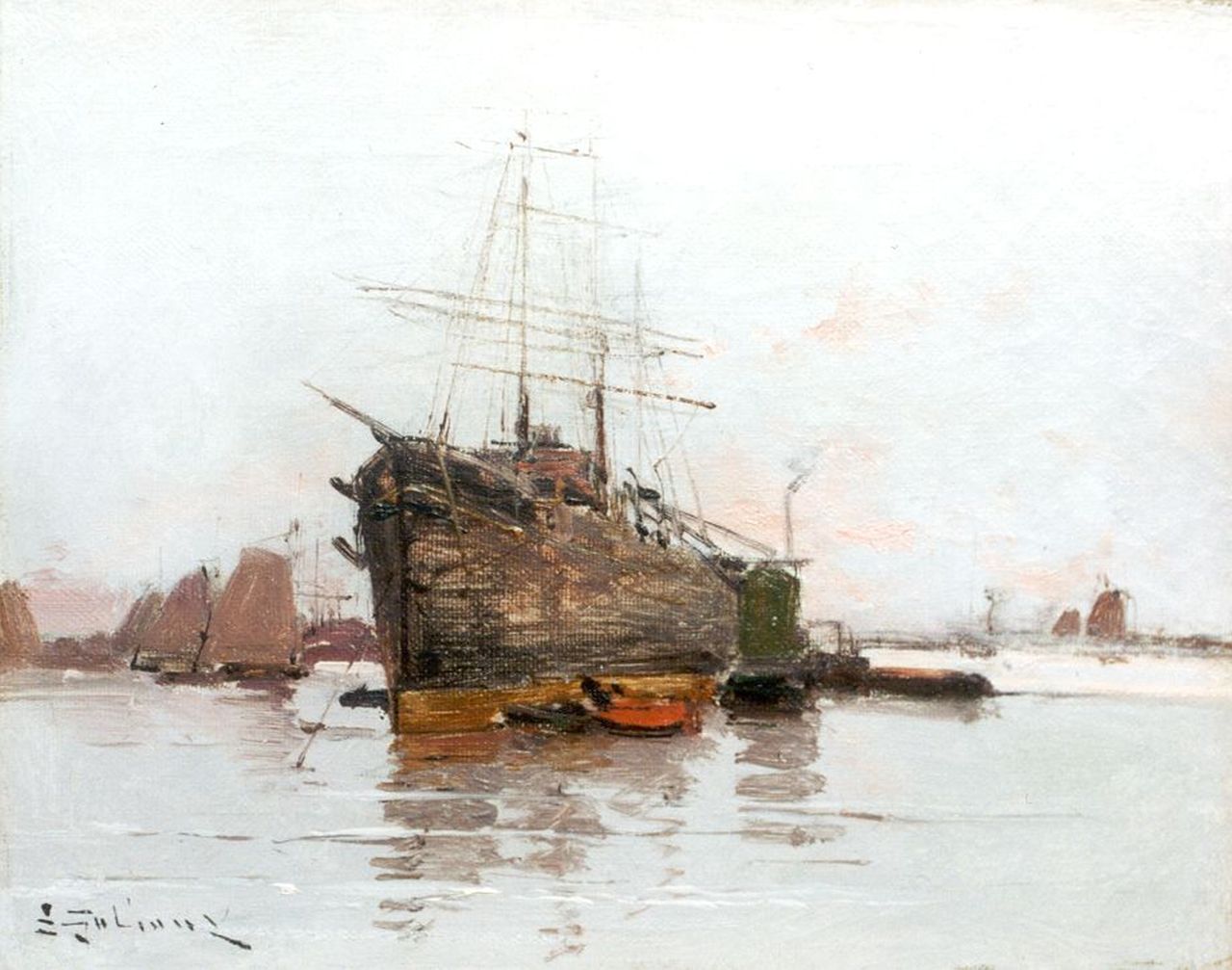 Galien-Laloue E. | Eugène Galien-Laloue, Frans havengezicht, olieverf op doek 19,3 x 24,2 cm, gesigneerd linksonder Galien-Laloue E. | Eugène Galien-Laloue, Frans havengezicht, olieverf op doek 19,3 x 24,2 cm, gesigneerd linksonder