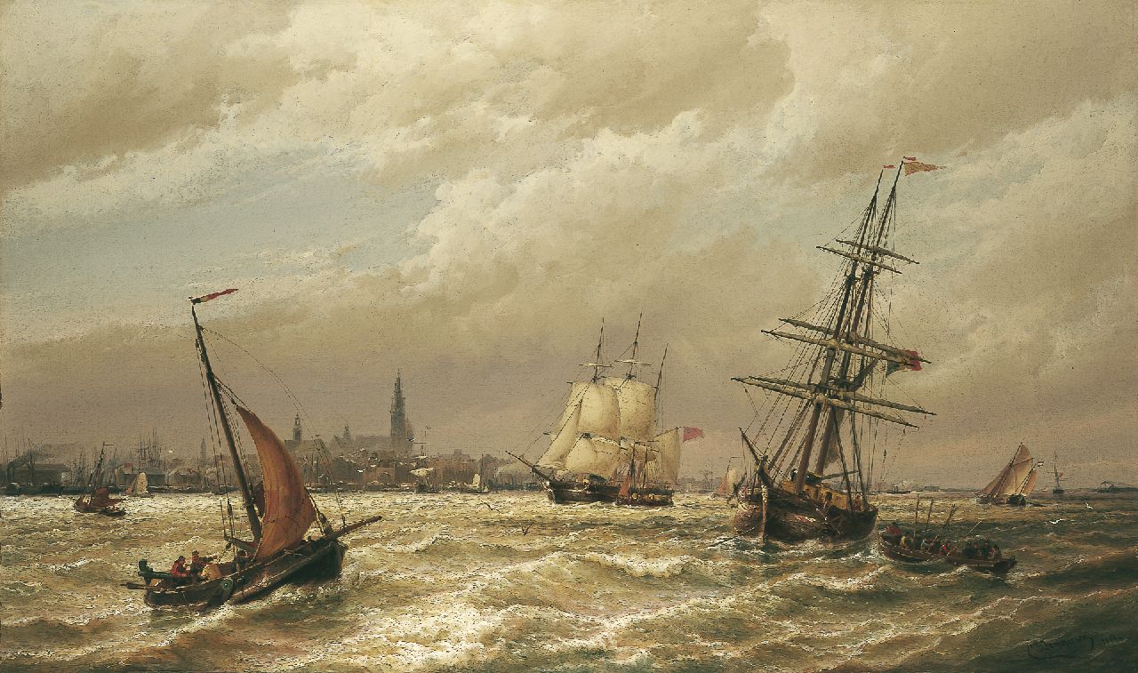 Dommelshuizen C.C. | Cornelis Christiaan Dommelshuizen, De Schelde met Antwerpen in 't verschiet, olieverf op doek 76,2 x 127,3 cm, gesigneerd rechtsonder 'C. Dommersen' en gedateerd 1880 Dommelshuizen C.C. | Cornelis Christiaan Dommelshuizen, De Schelde met Antwerpen in 't verschiet, olieverf op doek 76,2 x 127,3 cm, gesigneerd rechtsonder 'C. Dommersen' en gedateerd 1880
