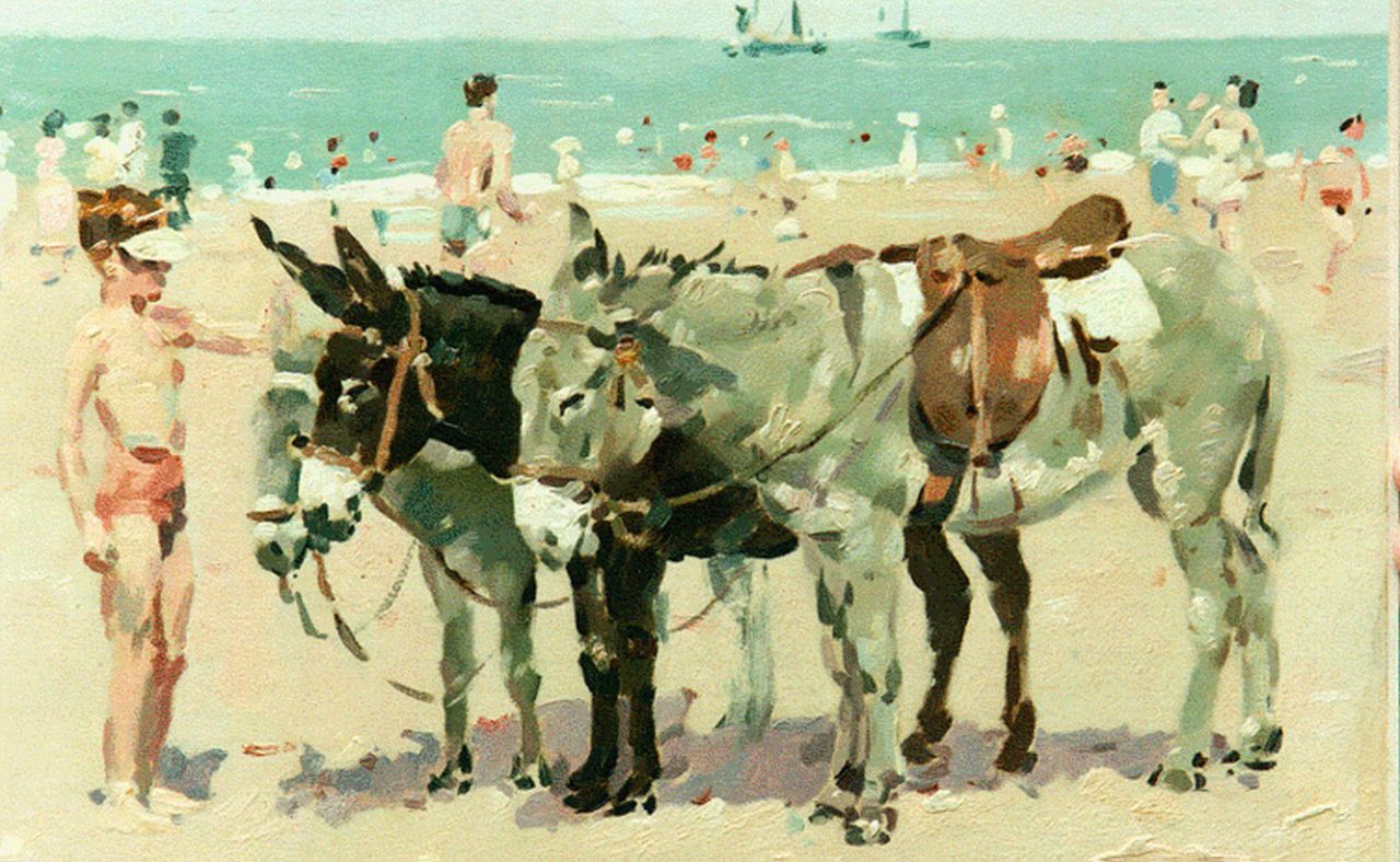 Verdonk F.W. | Frederik Willem 'Frits' Verdonk, Ezeltjes op het strand, 34,0 x 47,0 cm, gesigneerd rechtsonder Verdonk F.W. | Frederik Willem 'Frits' Verdonk, Ezeltjes op het strand, 34,0 x 47,0 cm, gesigneerd rechtsonder
