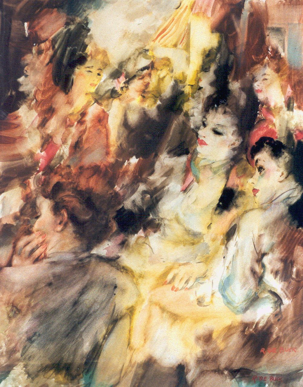 Buck R. de | Raphaël de Buck, De music-hall, aquarel op papier 68,2 x 52,2 cm, gesigneerd rechtsonder 2x Buck R. de | Raphaël de Buck, De music-hall, aquarel op papier 68,2 x 52,2 cm, gesigneerd rechtsonder 2x