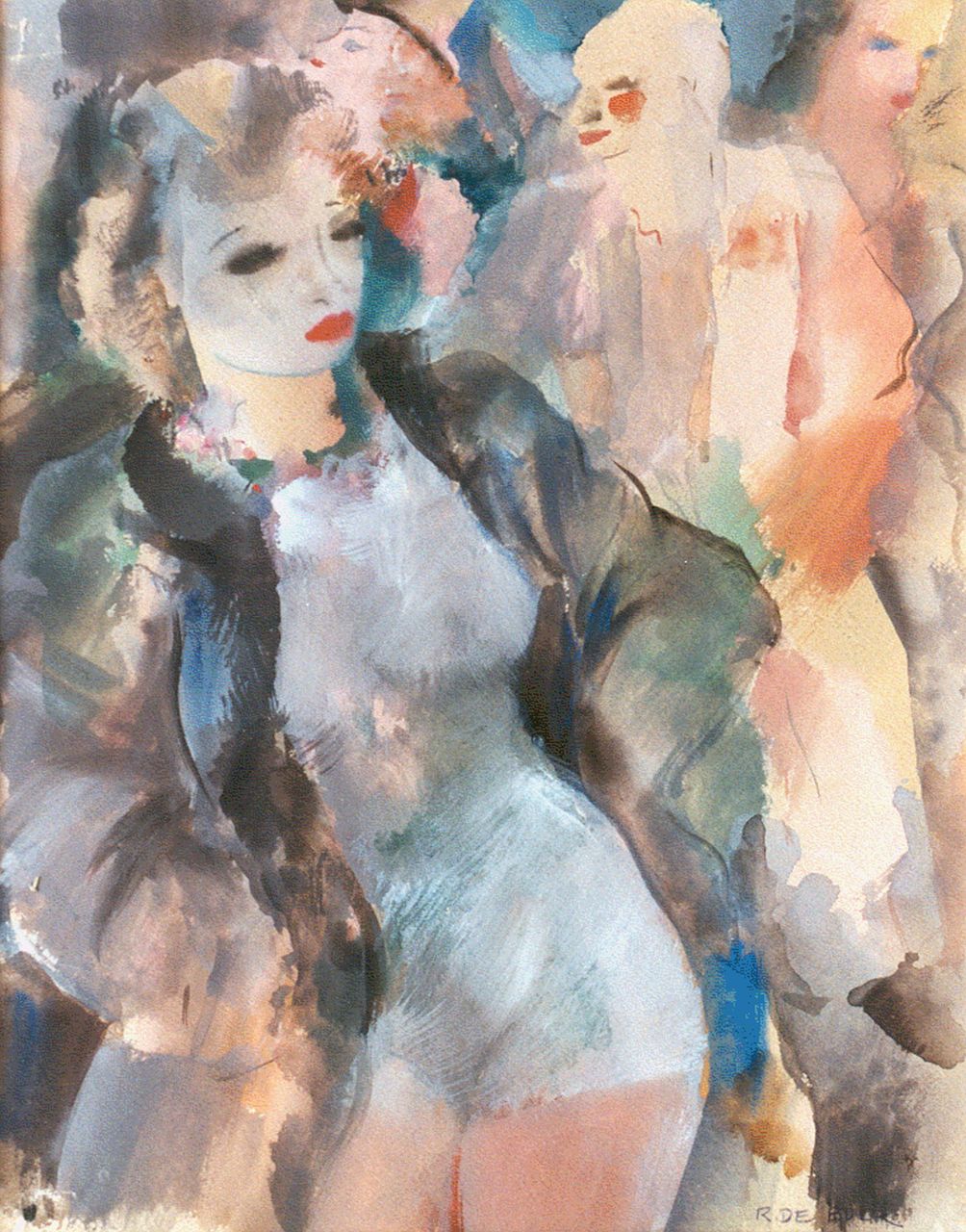 Buck R. de | Raphaël de Buck, Circusartieste, aquarel op papier 31,3 x 24,6 cm, gesigneerd rechtsonder Buck R. de | Raphaël de Buck, Circusartieste, aquarel op papier 31,3 x 24,6 cm, gesigneerd rechtsonder