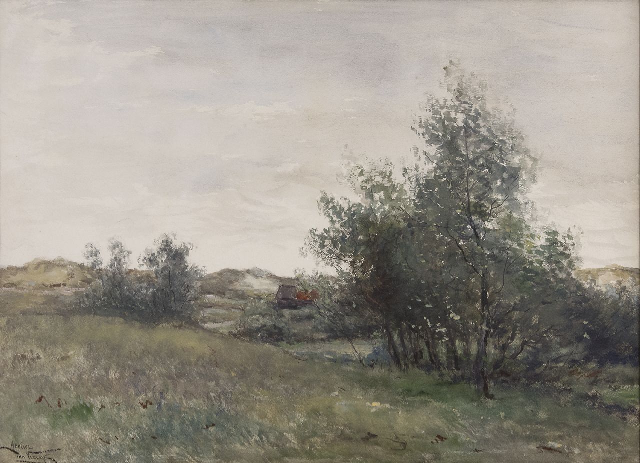Vrolijk J.M.  | Johannes Martinus 'Jan' Vrolijk, Boerderij in de duinen, aquarel op papier 54,5 x 75,5 cm, gesigneerd linksonder