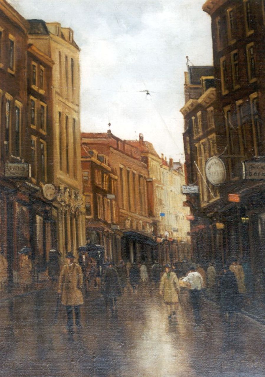 Grijseels L. | Leo Grijseels, Het Noordeinde in Den Haag, olieverf op doek 40,6 x 30,7 cm, gesigneerd rechtsonder en verso gedateerd 1938 Grijseels L. | Leo Grijseels, Het Noordeinde in Den Haag, olieverf op doek 40,6 x 30,7 cm, gesigneerd rechtsonder en verso gedateerd 1938