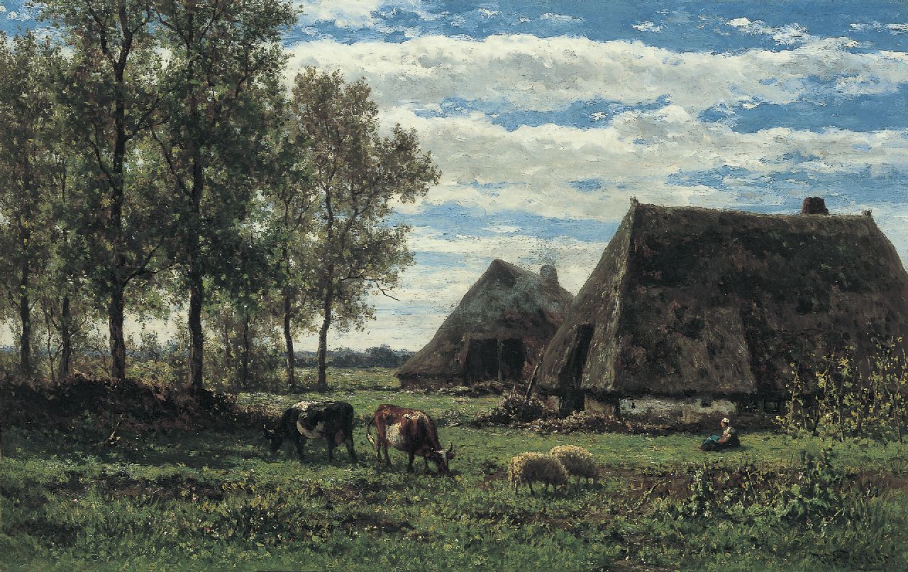 Roelofs W. | Willem Roelofs, Boerenhoeven in een zomers landschap, Drenthe, olieverf op doek 45,4 x 71,2 cm, gesigneerd rechtsonder Roelofs W. | Willem Roelofs, Boerenhoeven in een zomers landschap, Drenthe, olieverf op doek 45,4 x 71,2 cm, gesigneerd rechtsonder