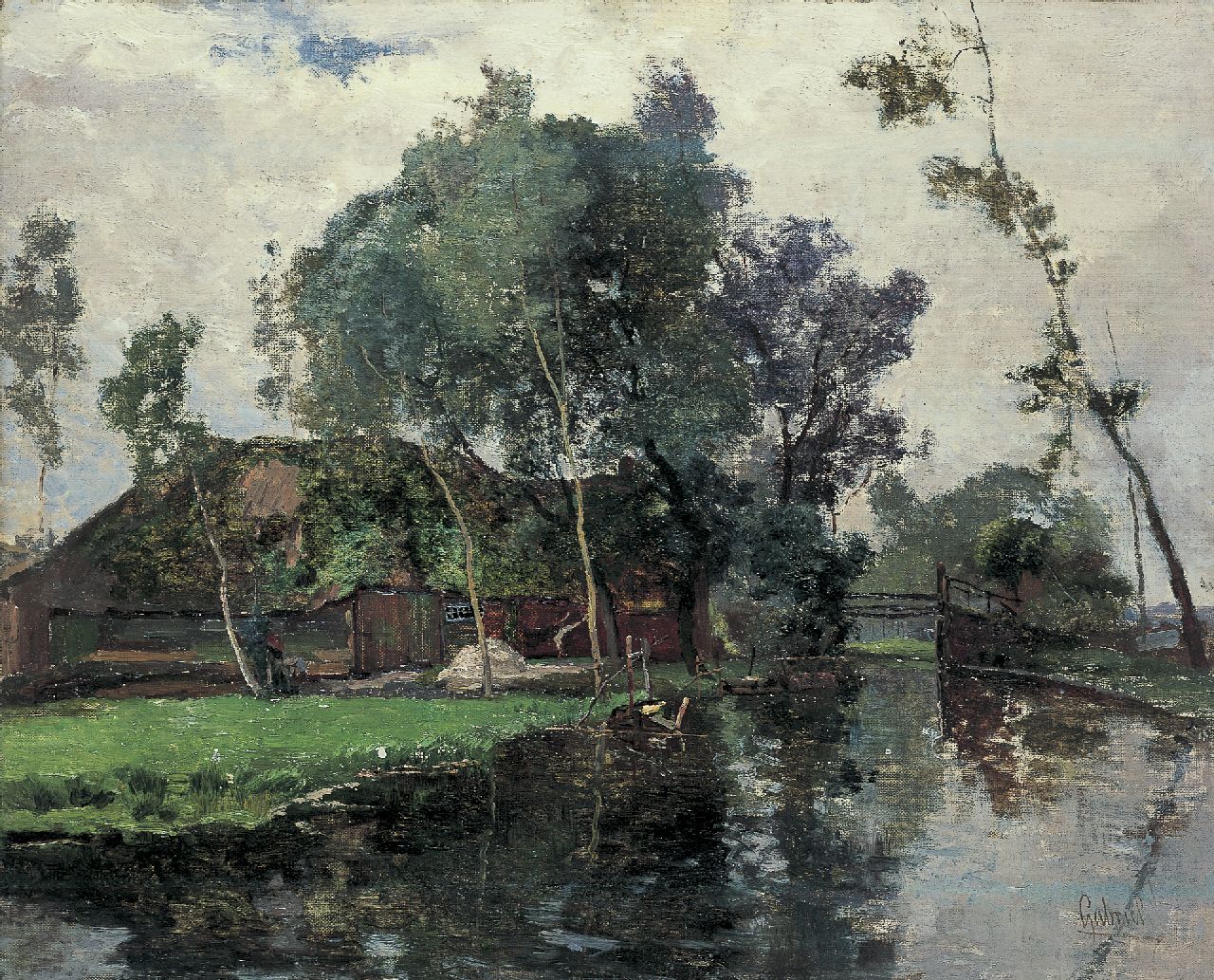 Gabriel P.J.C.  | Paul Joseph Constantin 'Constan(t)' Gabriel, Hoeve aan het water, Giethoorn, olieverf op doek op paneel 43,3 x 53,5 cm, gesigneerd rechtsonder