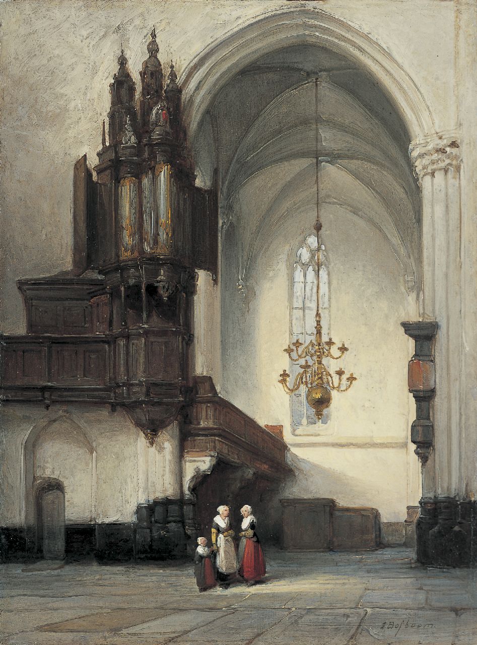 Bosboom J. | Johannes Bosboom, Interieur van de Nieuwe Kerk te Amsterdam met het kleine orgel, olieverf op paneel 25,3 x 19,0 cm, gesigneerd rechtsonder Bosboom J. | Johannes Bosboom, Interieur van de Nieuwe Kerk te Amsterdam met het kleine orgel, olieverf op paneel 25,3 x 19,0 cm, gesigneerd rechtsonder