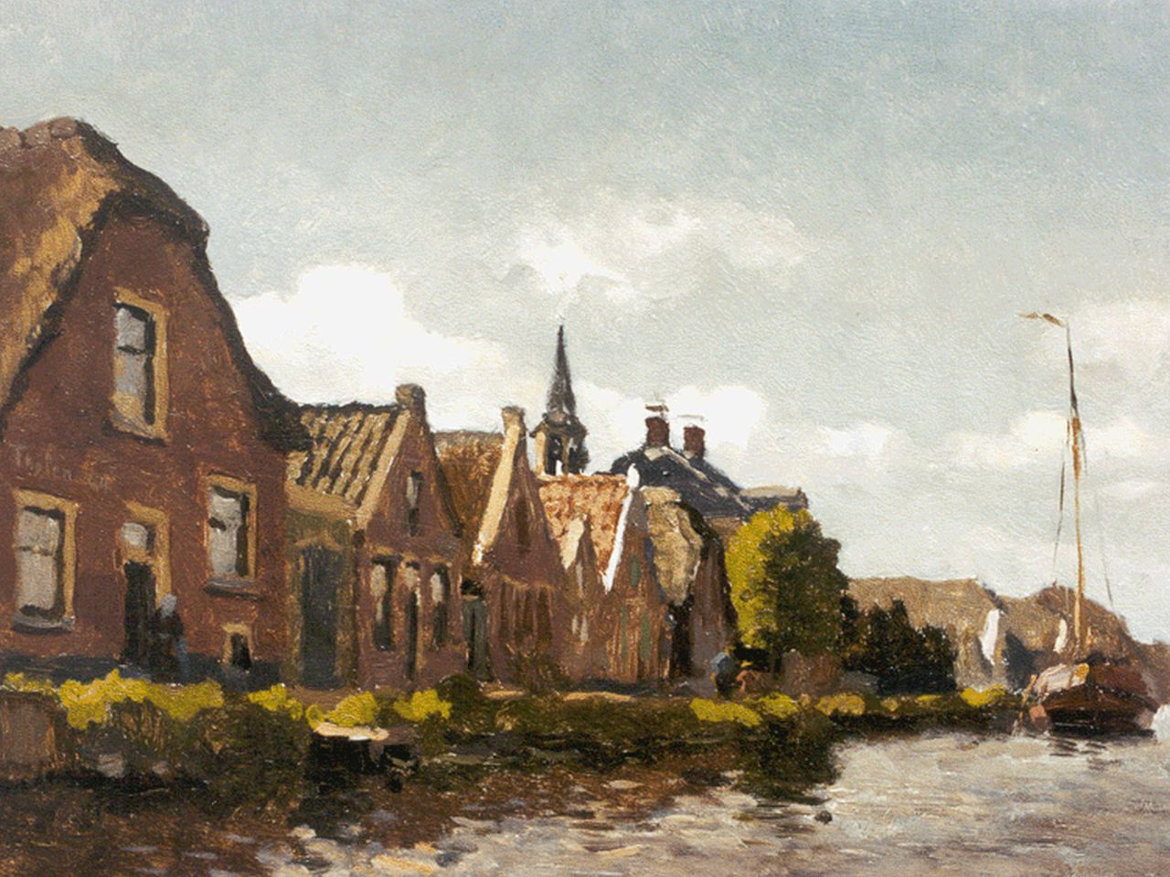Tholen W.B. | Willem Bastiaan Tholen, Langs de vaart, olieverf op paneel 18,8 x 24,5 cm, gesigneerd links van het midden en gedateerd '04 Tholen W.B. | Willem Bastiaan Tholen, Langs de vaart, olieverf op paneel 18,8 x 24,5 cm, gesigneerd links van het midden en gedateerd '04