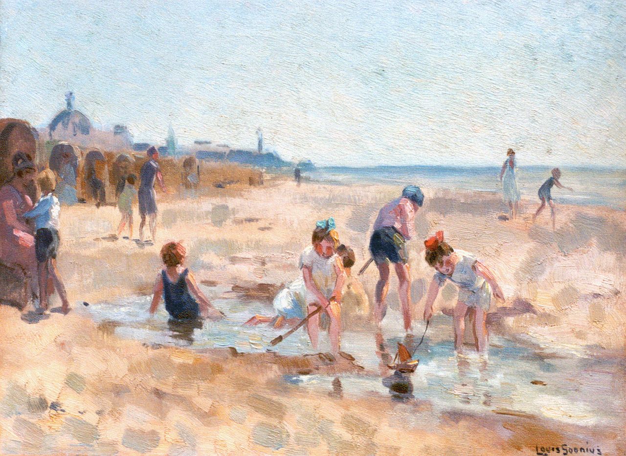 Soonius L. | Lodewijk 'Louis' Soonius, In de plas, olieverf op doek 30,5 x 40,5 cm, gesigneerd linksonder en verso Soonius L. | Lodewijk 'Louis' Soonius, In de plas, olieverf op doek 30,5 x 40,5 cm, gesigneerd linksonder en verso