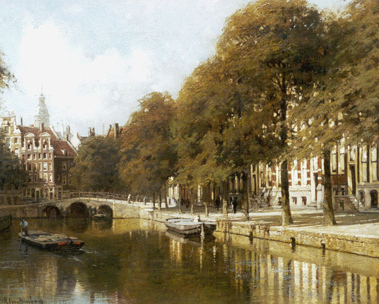 Klinkenberg J.C.K. | Johannes Christiaan Karel Klinkenberg, Gezicht op de Herengracht te Amsterdam, olieverf op doek 39,4 x 47,2 cm, gesigneerd linksonder Klinkenberg J.C.K. | Johannes Christiaan Karel Klinkenberg, Gezicht op de Herengracht te Amsterdam, olieverf op doek 39,4 x 47,2 cm, gesigneerd linksonder