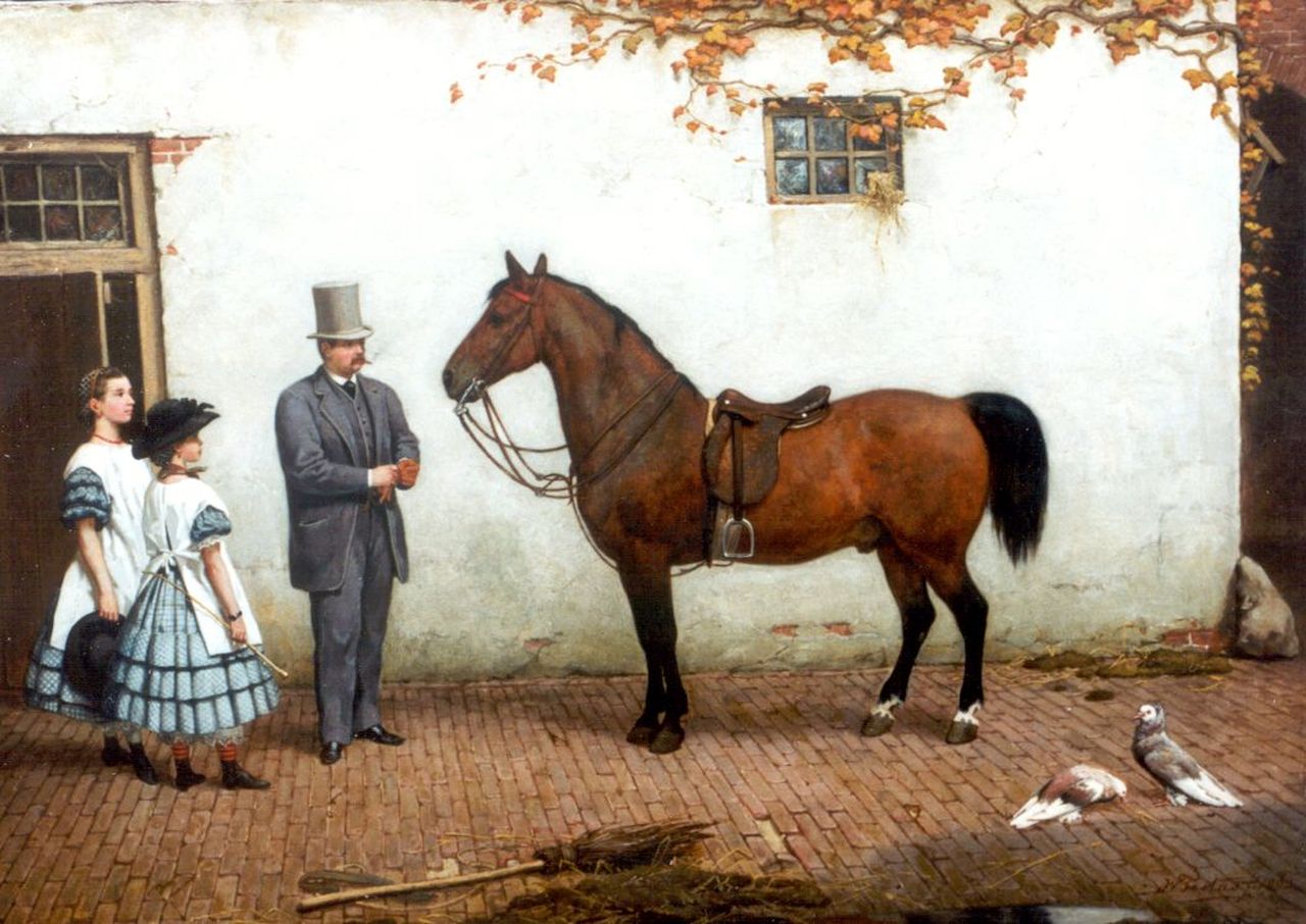 Famars Testas W. de | Willem de Famars Testas, Voor de morgenrit, olieverf op doek 50,1 x 69,8 cm, gesigneerd rechtsonder en gedateerd 1863 Famars Testas W. de | Willem de Famars Testas, Voor de morgenrit, olieverf op doek 50,1 x 69,8 cm, gesigneerd rechtsonder en gedateerd 1863