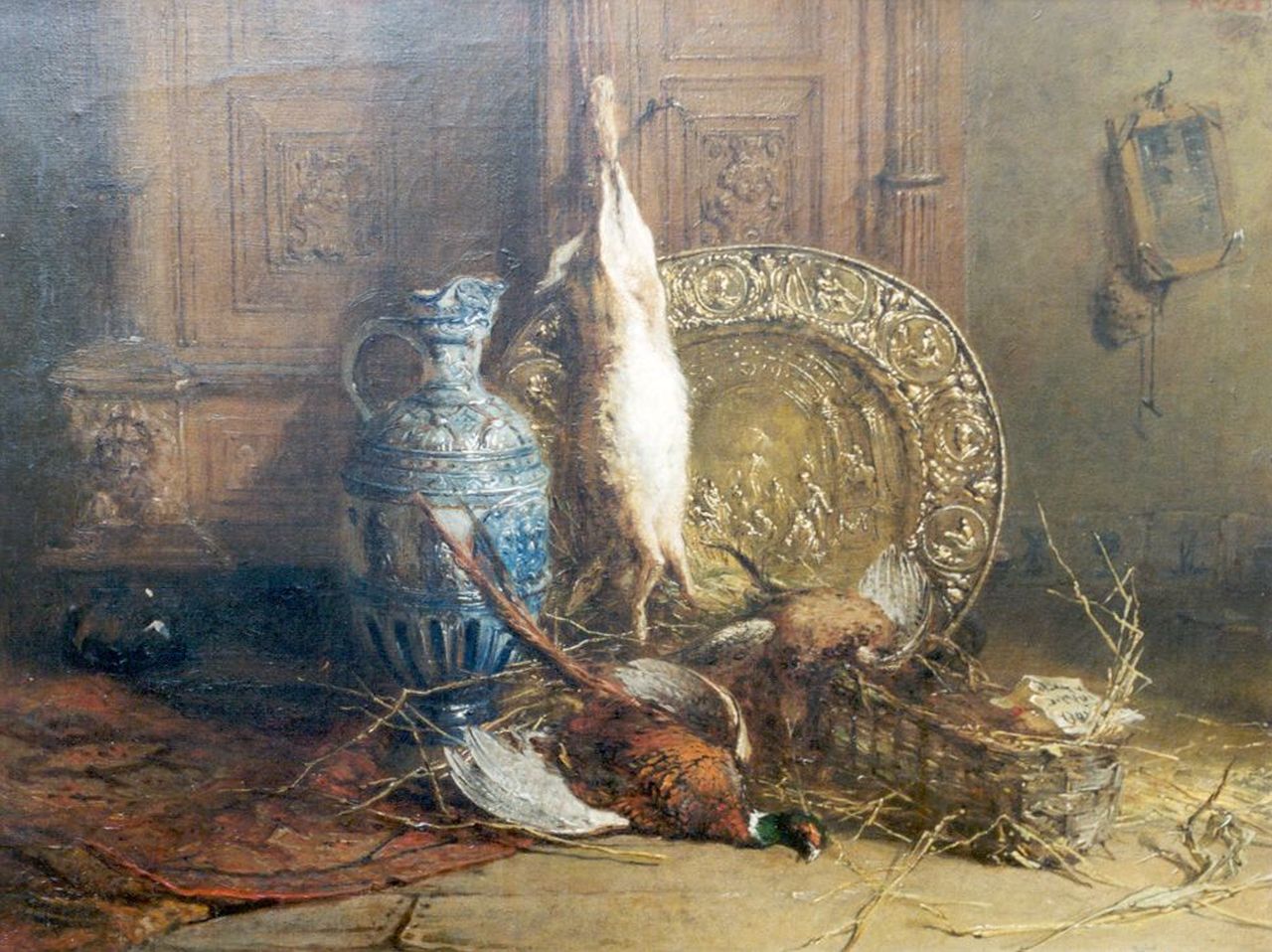 Vos M. | Maria Vos, Jachtstilleven, olieverf op doek 46,2 x 61,1 cm, gesigneerd rechtsboven Vos M. | Maria Vos, Jachtstilleven, olieverf op doek 46,2 x 61,1 cm, gesigneerd rechtsboven