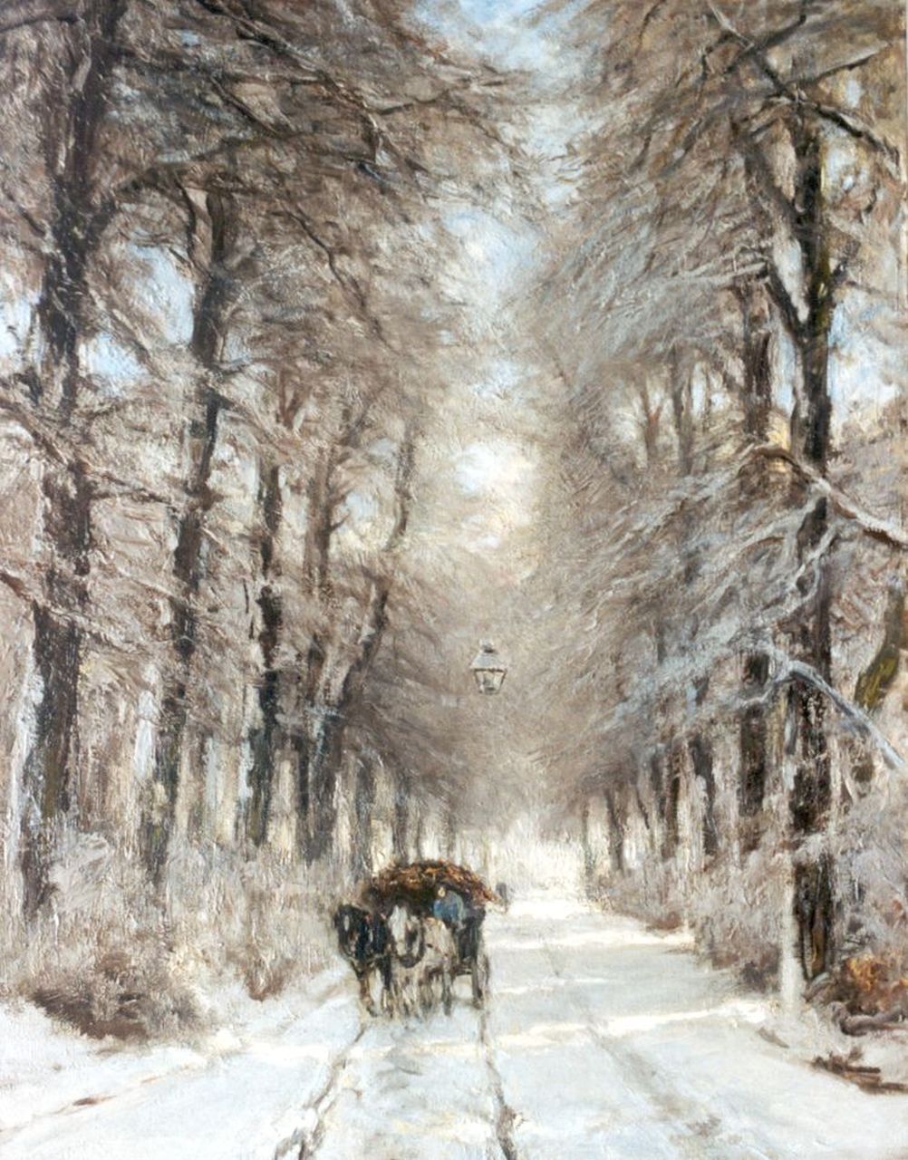Apol L.F.H. | Lodewijk Franciscus Hendrik 'Louis' Apol, Paard en wagen op een pad, olieverf op doek 85,4 x 66,5 cm, gesigneerd linksonder Apol L.F.H. | Lodewijk Franciscus Hendrik 'Louis' Apol, Paard en wagen op een pad, olieverf op doek 85,4 x 66,5 cm, gesigneerd linksonder