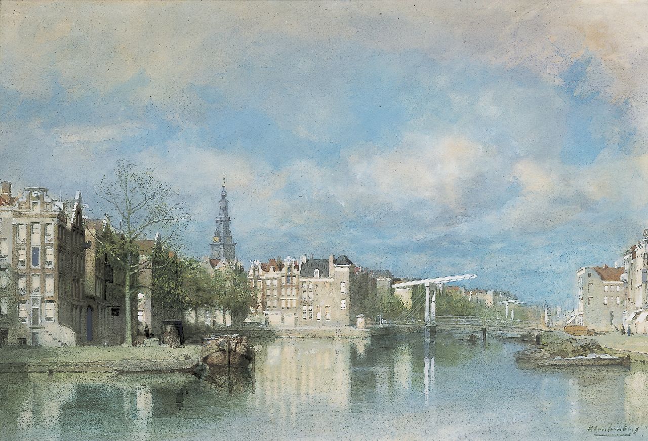 Klinkenberg J.C.K. | Johannes Christiaan Karel Klinkenberg, De Zwanenburgwal in Amsterdam met de Zuiderkerk, aquarel en gouache op papier 35,0 x 51,0 cm, gesigneerd rechtsonder Klinkenberg J.C.K. | Johannes Christiaan Karel Klinkenberg, De Zwanenburgwal in Amsterdam met de Zuiderkerk, aquarel en gouache op papier 35,0 x 51,0 cm, gesigneerd rechtsonder