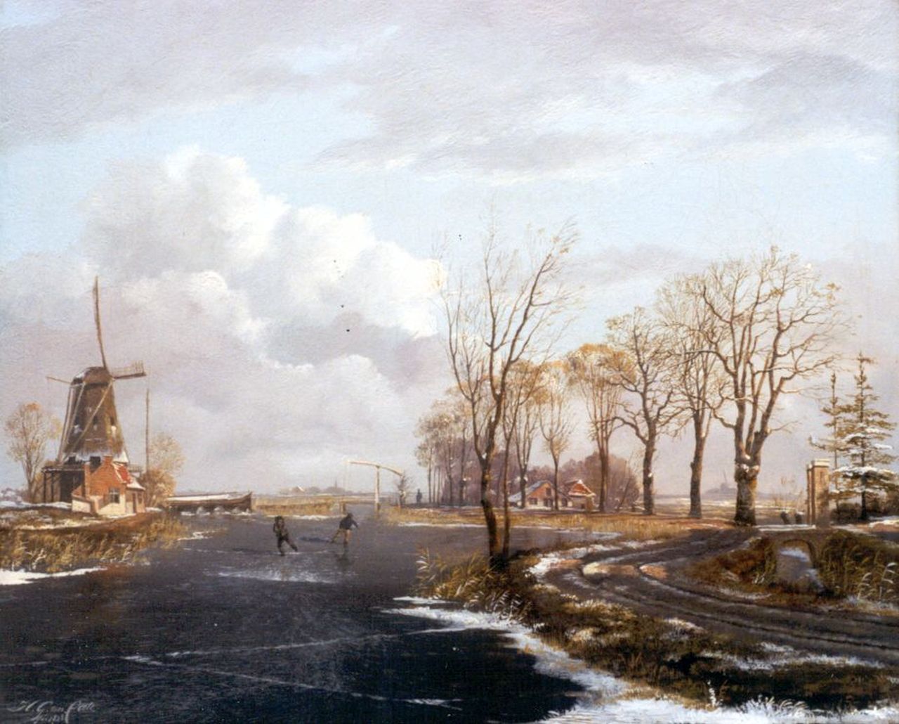 Cate H.G. ten | Hendrik Gerrit ten Cate, Schaatsers op het ijs, olieverf op doek 29,2 x 35,8 cm, gesigneerd linksonder en gedateerd 1828 Cate H.G. ten | Hendrik Gerrit ten Cate, Schaatsers op het ijs, olieverf op doek 29,2 x 35,8 cm, gesigneerd linksonder en gedateerd 1828