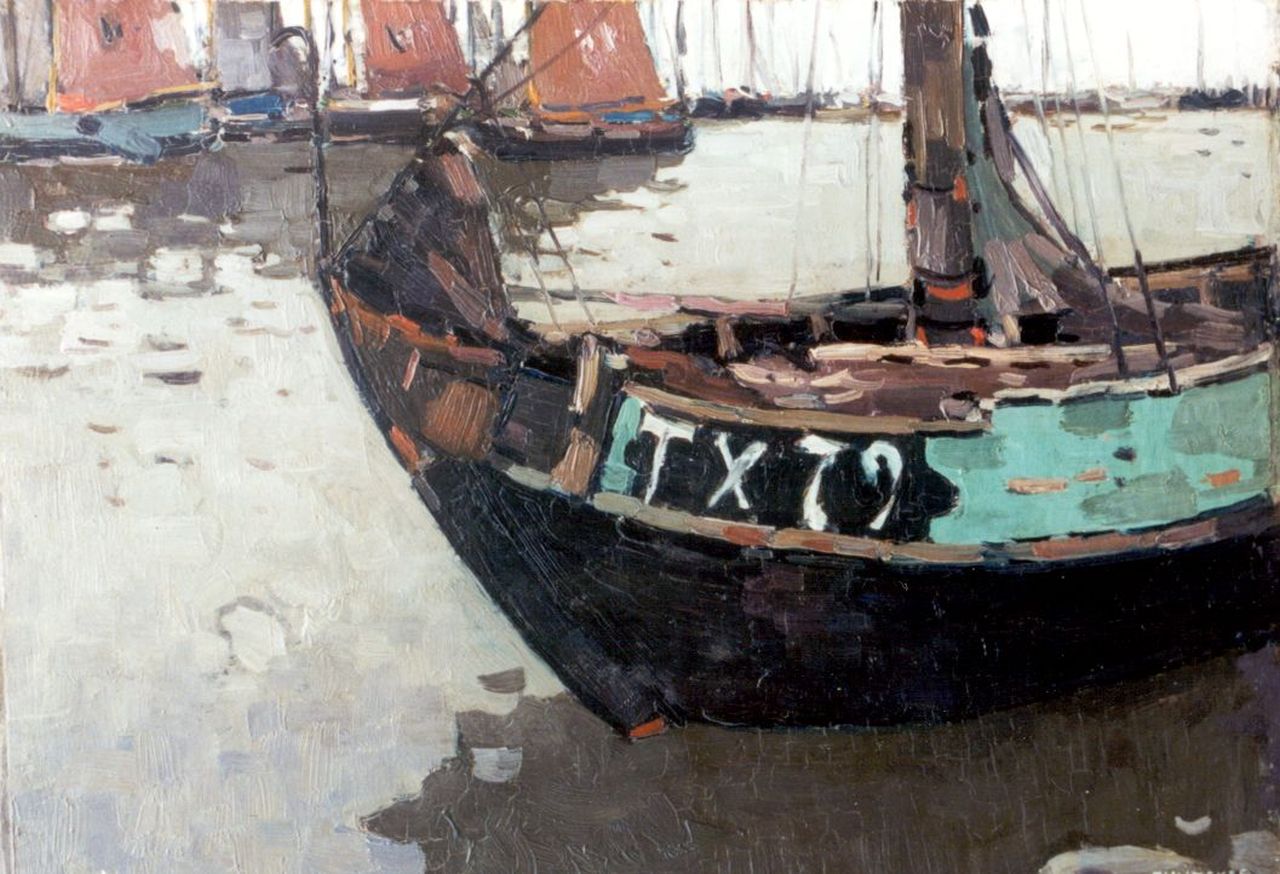Hynckes R.  | Raoul Hynckes, Vissershaven op Texel, olieverf op paneel 41,5 x 56,0 cm, gesigneerd rechtsonder