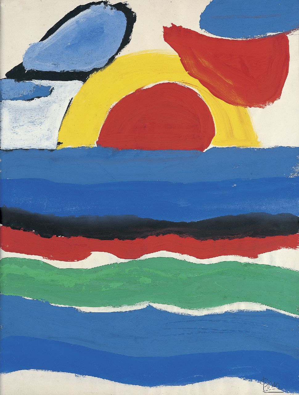 Benner G. | Gerrit Benner, Zonsondergang, gouache op papier 61,5 x 47,4 cm, gesigneerd rechtsonder en te dateren ca. 1954 Benner G. | Gerrit Benner, Zonsondergang, gouache op papier 61,5 x 47,4 cm, gesigneerd rechtsonder en te dateren ca. 1954