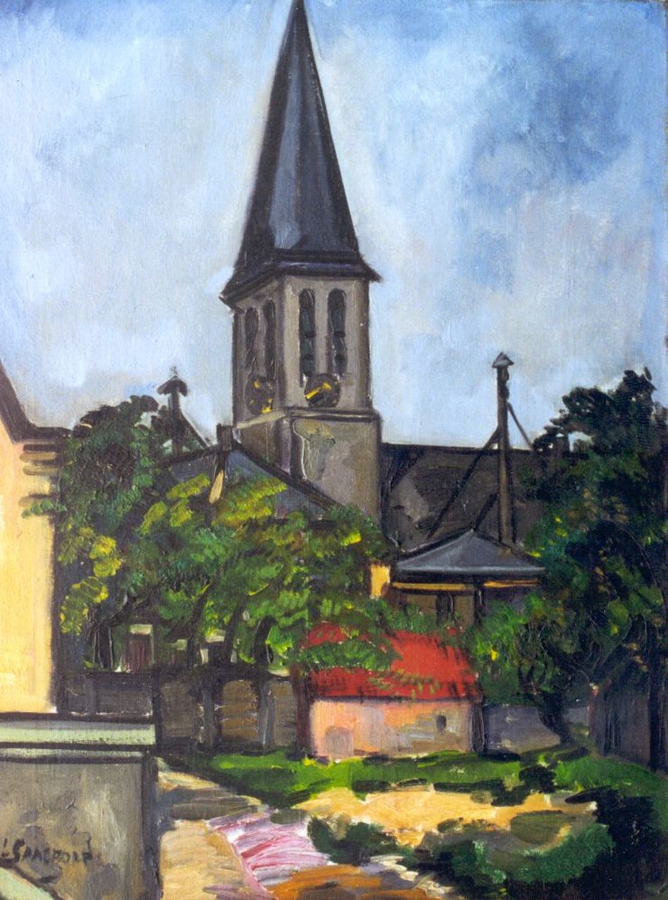 Saalborn L.A.A. | 'Louis' Alexander Abraham Saalborn, Dorpsgezicht met kerk, olieverf op doek 64,2 x 48,4 cm, gesigneerd linksonder Saalborn L.A.A. | 'Louis' Alexander Abraham Saalborn, Dorpsgezicht met kerk, olieverf op doek 64,2 x 48,4 cm, gesigneerd linksonder