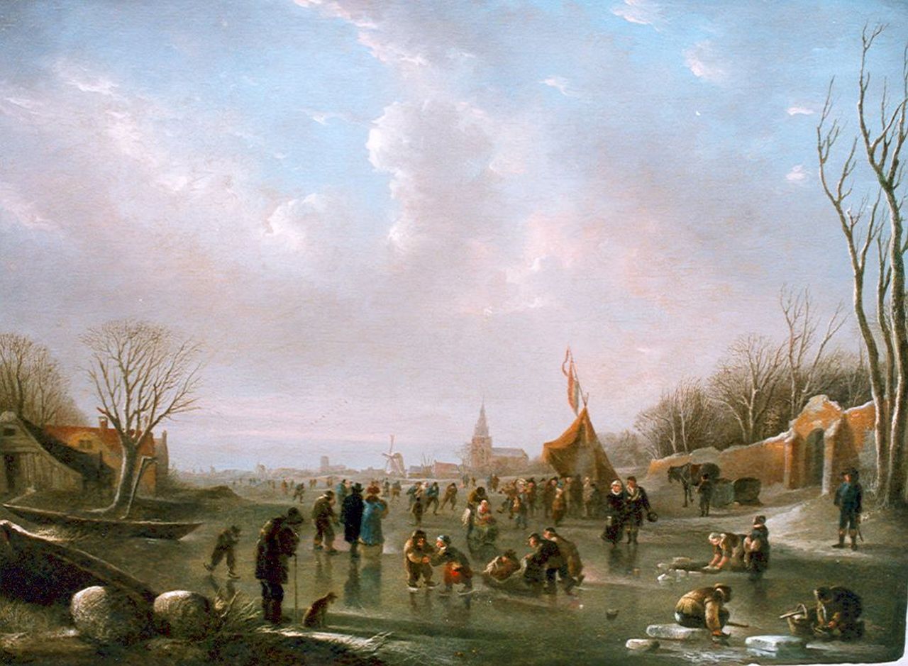 Vermeulen A. | Andries Vermeulen, Schaatsfestijn, olieverf op paneel 36,7 x 50,8 cm, gesigneerd linksonder Vermeulen A. | Andries Vermeulen, Schaatsfestijn, olieverf op paneel 36,7 x 50,8 cm, gesigneerd linksonder
