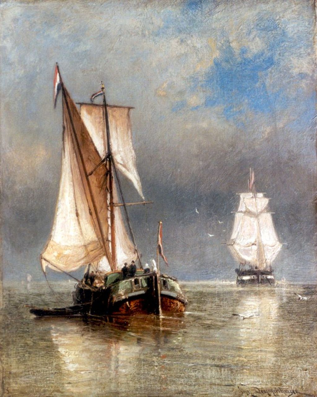 Dommelshuizen C.C. | Cornelis Christiaan Dommelshuizen, Zeilschepen op de Zuiderzee, olieverf op doek 39,2 x 31,2 cm, gesigneerd rechtsonder Dommelshuizen C.C. | Cornelis Christiaan Dommelshuizen, Zeilschepen op de Zuiderzee, olieverf op doek 39,2 x 31,2 cm, gesigneerd rechtsonder