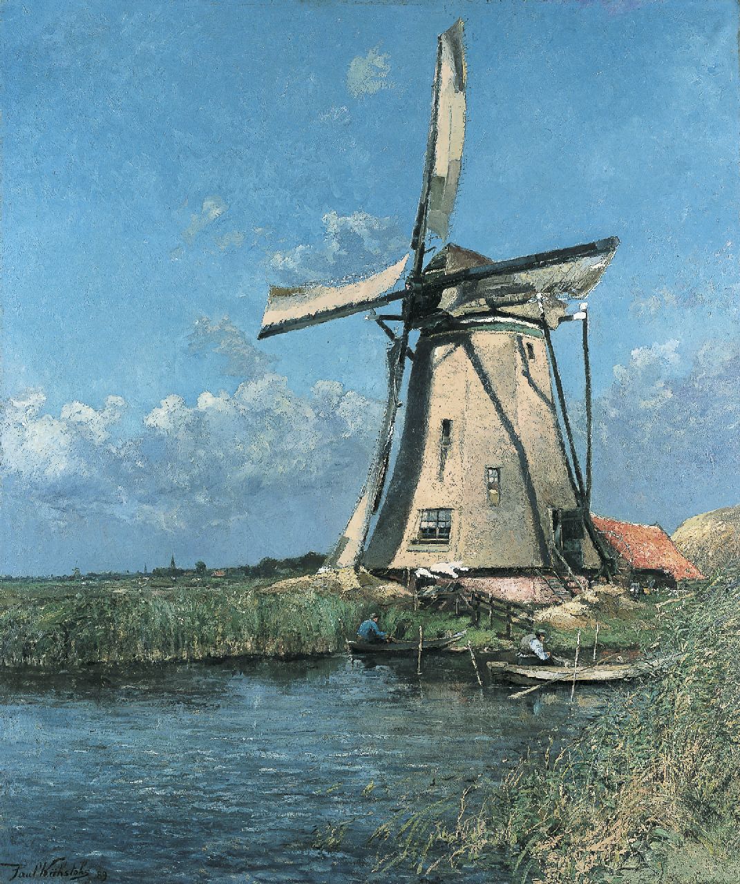 Kühstohs P.  | Paul Kühstohs, Vijzelmolen in de Vosse en Weerlanerpolder, olieverf op doek 216,0 x 182,0 cm, gesigneerd linksonder en gedateerd '89