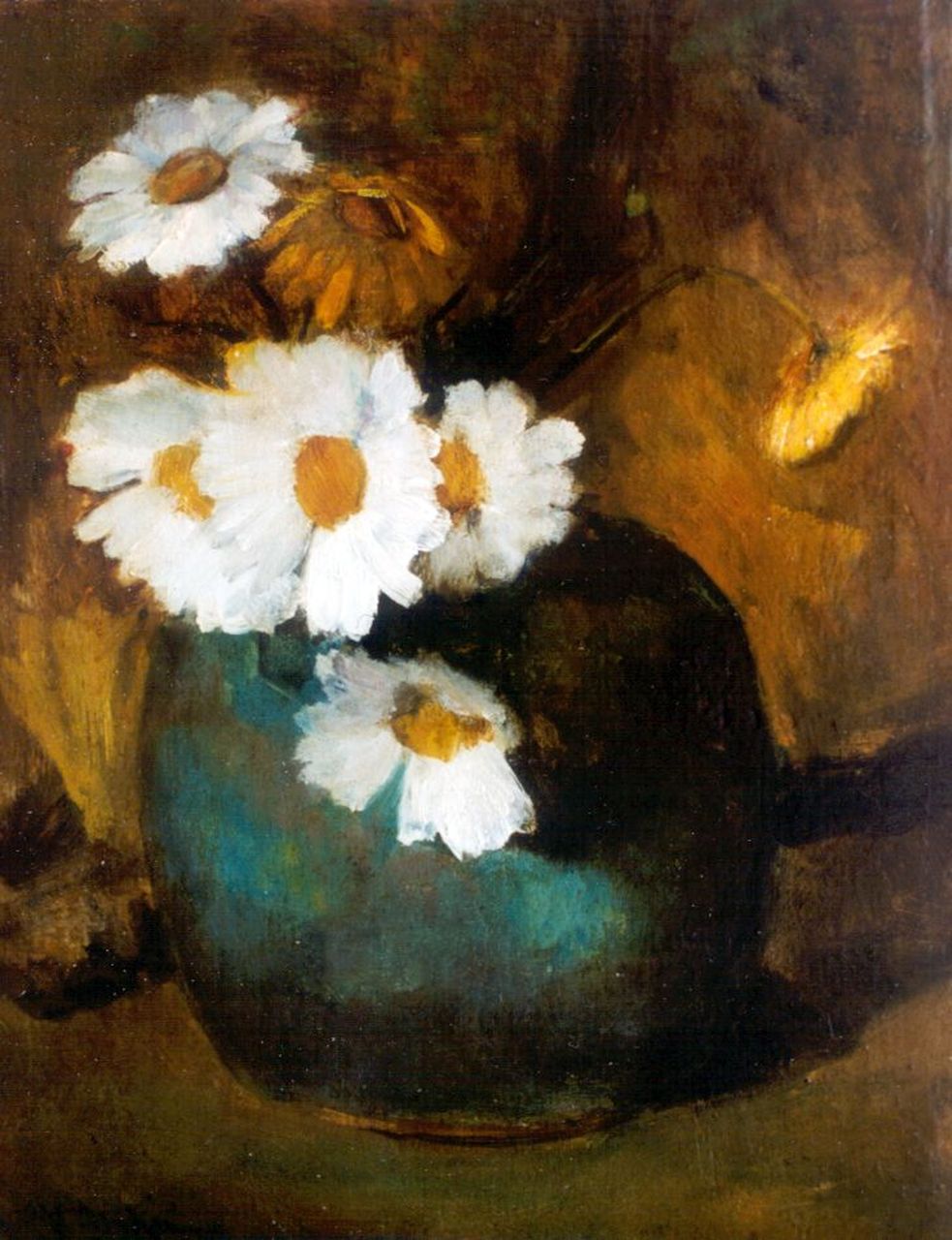 Arntzenius P.F.N.J. | Pieter Florentius Nicolaas Jacobus 'Floris' Arntzenius, Margrieten in een gemberpot, olieverf op paneel 29,2 x 22,3 cm, gesigneerd linksonder Arntzenius P.F.N.J. | Pieter Florentius Nicolaas Jacobus 'Floris' Arntzenius, Margrieten in een gemberpot, olieverf op paneel 29,2 x 22,3 cm, gesigneerd linksonder