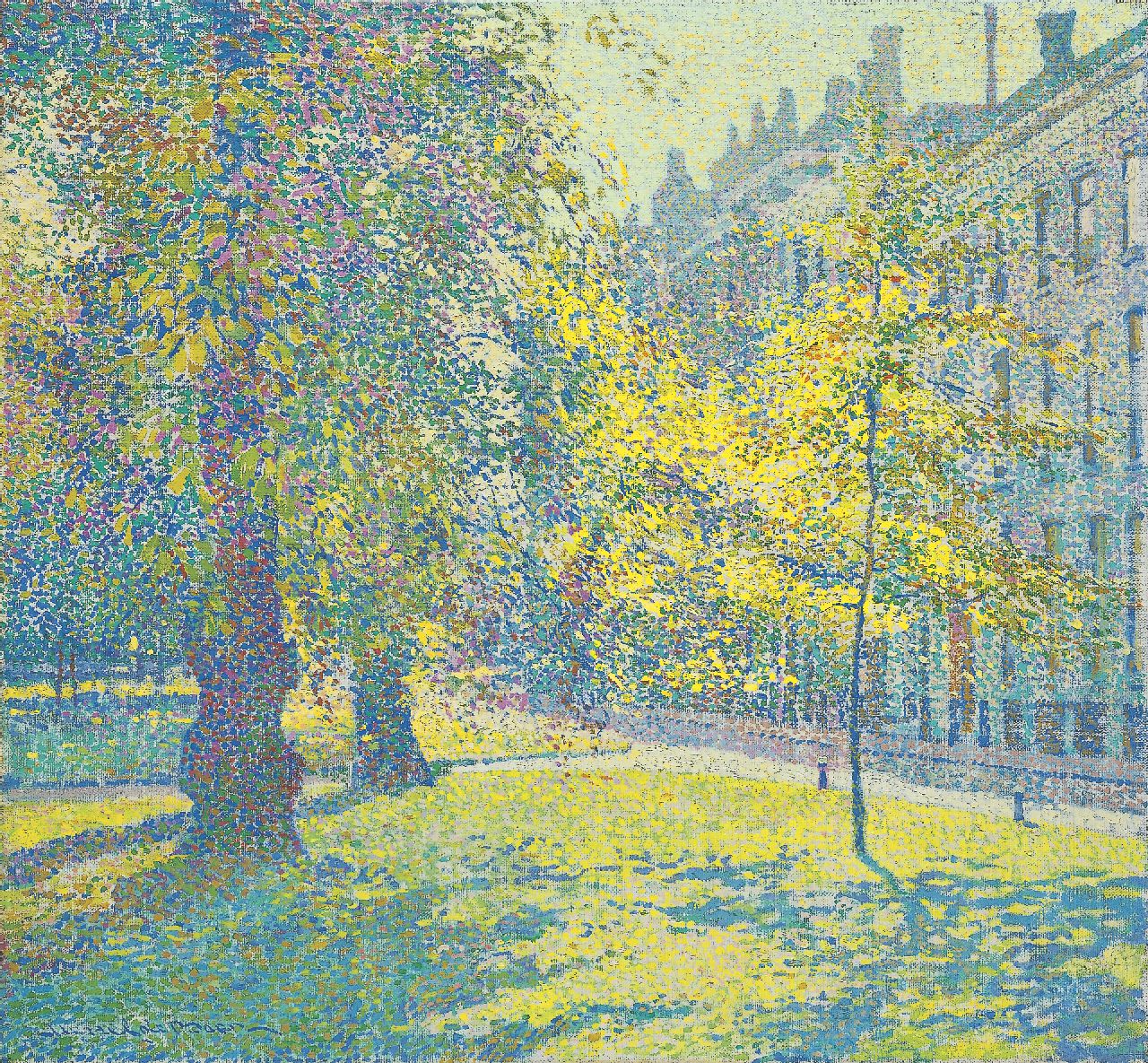 Boer H. de | Hessel de Boer, Voorjaar op de Lange Voorhout in Den Haag, olieverf op doek 46,1 x 50,2 cm, gesigneerd linksonder Boer H. de | Hessel de Boer, Voorjaar op de Lange Voorhout in Den Haag, olieverf op doek 46,1 x 50,2 cm, gesigneerd linksonder