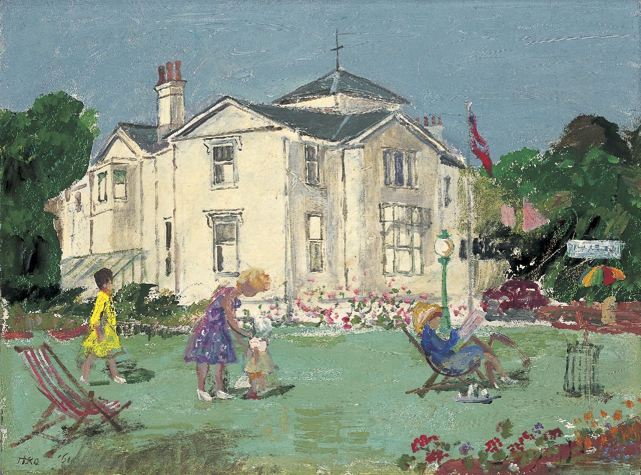 Kamerlingh Onnes H.H. | 'Harm' Henrick Kamerlingh Onnes, Huis op Terschelling, olieverf op paneel 30,0 x 40,0 cm, gesigneerd linksonder met monogram en gedateerd '61 Kamerlingh Onnes H.H. | 'Harm' Henrick Kamerlingh Onnes, Huis op Terschelling, olieverf op paneel 30,0 x 40,0 cm, gesigneerd linksonder met monogram en gedateerd '61