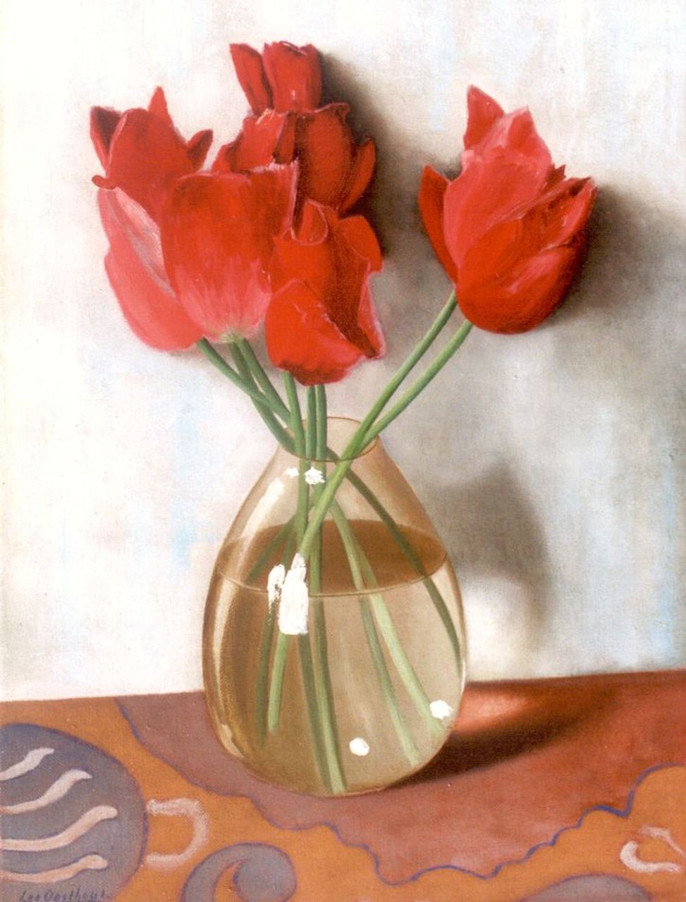 Oosthout L.P.B. | Leonardus Petrus Balthazar 'Leo' Oosthout, Tulpen in een vaas, olieverf op doek 40,0 x 30,0 cm, gesigneerd linksonder Oosthout L.P.B. | Leonardus Petrus Balthazar 'Leo' Oosthout, Tulpen in een vaas, olieverf op doek 40,0 x 30,0 cm, gesigneerd linksonder