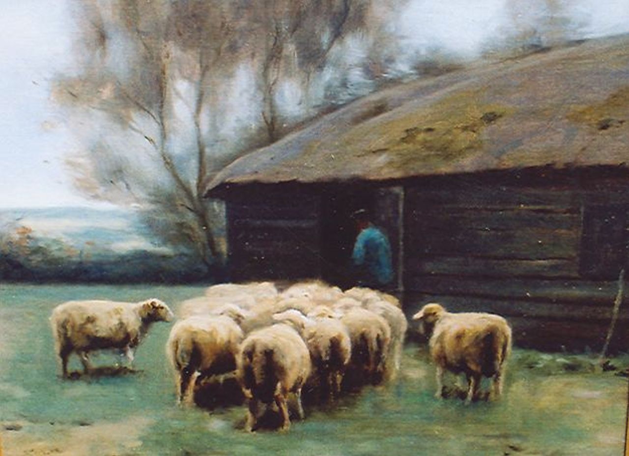 Steelink jr. W. | Willem Steelink jr., Herder met schapen, olieverf op doek 40,0 x 50,0 cm Steelink jr. W. | Willem Steelink jr., Herder met schapen, olieverf op doek 40,0 x 50,0 cm
